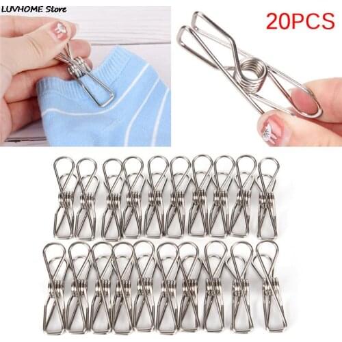 20Pcs/lot Stainless Steel Clothes Pegs Hanging Clothes Pins Beach Towel Clips Household Bed Sheet Clothespins Wholesale
