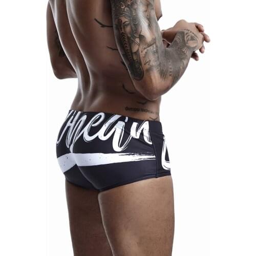 Letter Printed Mens Swimwear Briefs Male Sexy Swimming Trunks Men Summer Beach Surfing Swimsuit Mens Swim Shorts Plus Size