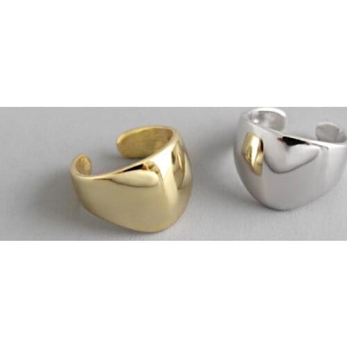 Real 925 sterling silver smooth clip on earrings for women ear cuff, simple gold color clip earrings without piercing jewelry