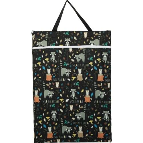 [Sigzagor]5 Large Hanging Wet Dry Pail Bags Cloth Diaper Insert Nappy Laundry With Two Zippered Reusable Handle