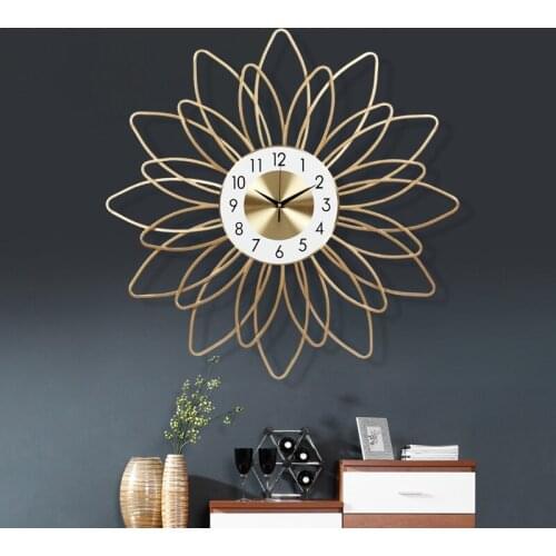 Modern Simple Gold Wall Clocks Living Room Luxury Art Watch Creative Metal Horloge Murale Wall Clock Vintage Big Decorative C6T