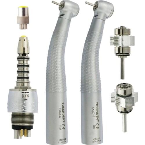 Dental LED Fibre Optic High Speed Handpiece CX207-GS Dental Air Turbine Coupling 6Holes M6 Coupler/Adaptor COXO YUSENDENT