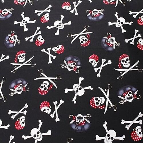 Telas vintage pinup black skull Pirate patchwork cotton fabric meter sewing cloth dress material textile tecidos para artesanato