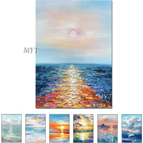 Thick Scenery Art Hand Painted Textured Sunset Landscape Oil Painting Canvas Wall Art Pictures Home Wall Decoration Art For Deco
