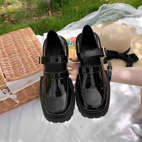 Student Shoes College Girl Student LOLITA Shoes JK Uniform Shoes PU Leather Buckle Strap Ankle-strap Mary Jane Shoes for Women