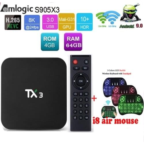 Tanix TX3 s905x3 Android 9.0 TV Box Amlogic ddr3 4GB 64GB/2g 16g/4g 32g Wifi BT Youtube HDR Google Play Netfilx 8k Set Top Box