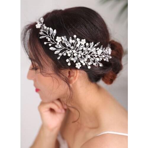 Vintage Wedding Headband Silver Crystal Headdress Handmade Hair band Banquet Hat Pure Bridal Ornaments women head jewelry