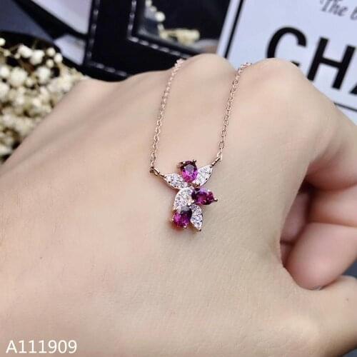 KJJEAXCMY boutique jewelry 925 sterling silver inlaid Natural Garnet necklace Womens pendant Support detection popular