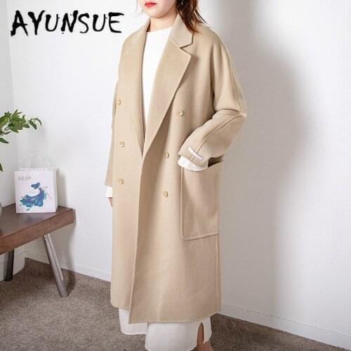 Wool Coat Women Clothes 2020 Korean Warm Wool Spring Autumn Jacket Women Vintage Woolen Overcoat Manteau Femme F009 YY2078