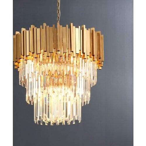 Gold Chandelier Lighting Single Light Dining Room LED Crystal Lamp Modern Kitchen Island Pendant Chain Cristal Lustre