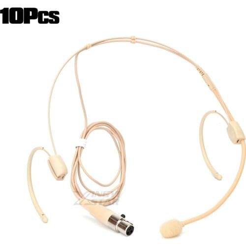 10Pcs Beige Mini XLR 3 Pin TA3F Dual Earhook Headset Microphone Headworn Mic For SAMSON UM1 CT7 PXD2 Wireless System Transmitter