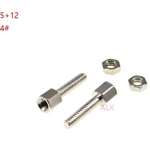20SETS 5+12MM Hex head Spacing Screws with nut STANDOFF SPACER 5MM+12MM for D-Sub VGA DB9 DB15 DB25 RS232 COM serial connector