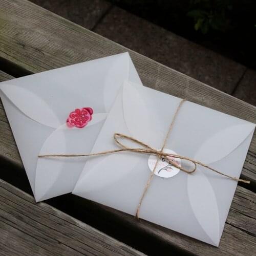 50pcs 16*16cm Square Translucent White Parchment Paper Invitation Envelope DIY Invitation Creative Envelope Scarf Packaging