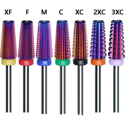 7Types(5IN1)Tungsten Blue Rainbow Carbide Nail Drill Bit Electric Nail Mills Cutter for Manicure Machine Nail Files Accessories