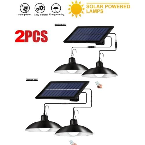 2pcs Retro Lampshade Solar Shed Lights Outdoor Indoor Solar Pendant Light Lamp For Camping Waterproof Lighting For Garden Yard D