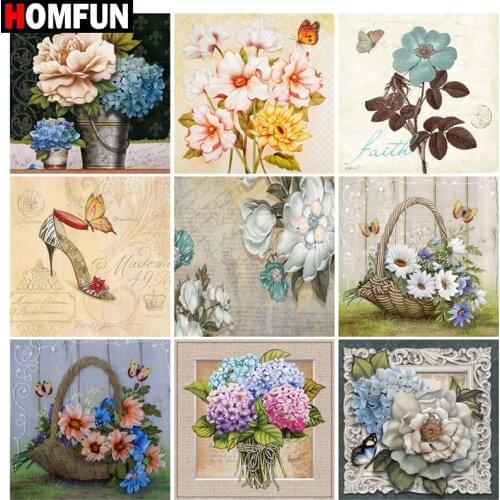 HOMFUN Diamond Painting Full Square/Round Diamond "Flower scenery" Pattern Embroidery Cross Stitch 5D Rhinestone Painting