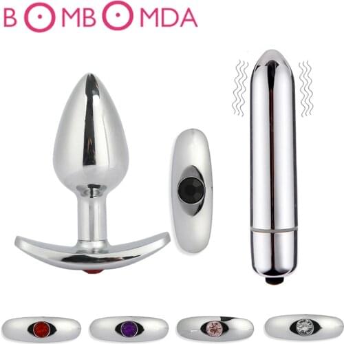 Stainless Steel Metal Anal Plug With Bullet Vibrator Jewelry Smooth Butt Plug Anal Bead Anus Dildo Adult Sex Toys for Men Women