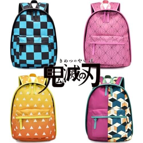 Anime Demon Slayer Kimetsu No Yaiba Cosplay Backpack Tanjirou Nezuko PU Travel Bags Zenitsu Giyuu School Bags For girls CS380