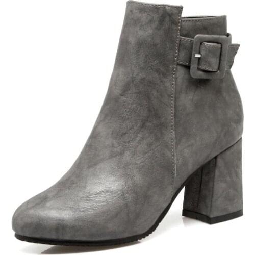 Big Size 9 10 11 12 boots women shoes ankle boots for women ladies boots shoes woman winter Buckle side zipper round head