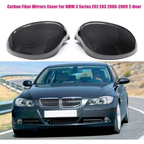 1Pair Carbon Fiber Mirrors Cover For BMW E92 E93 Pre-Lci Coupe 2006 2007 2008 2009 3 Series 2 Doors Replacement Style Dry Carbon