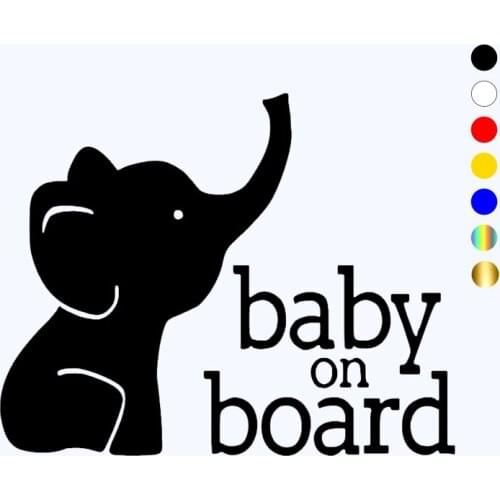 CK20874# Elephant Baby on Board Die-Cut Vinyl Decal Car Sticker Waterproof Auto Decors on Bumper Window Laptop