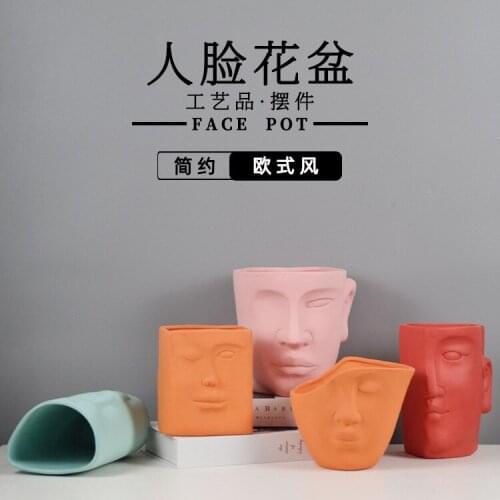 Colorful Portrait Art Ceramic Flowerpot Plant Planting Balcony Desktop Home Decoration