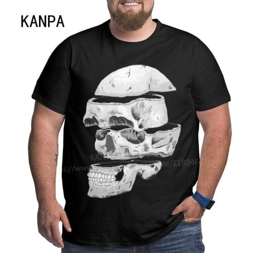 Kanpa 100% Cotton Harajuku T Shirts for Big Men Pattern Men Clothing Workout Tops Oversized 3D Skull T-shirt Plus Size