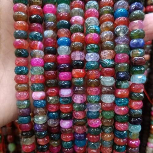 About 5x8mm Faceted Natural Tourmaline Agates Stone Beads For Jewelry Making Loose Spacer Abacus Heishi Bead Colorful Agates DIY