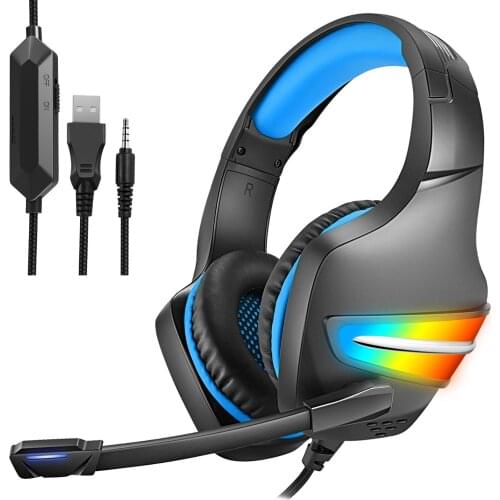 KINGSTAR Gaming Headset RGB Lights Wired Headphone with Microphone Heavy Bass Noise Reduction Earphones for Computer PC Gamer