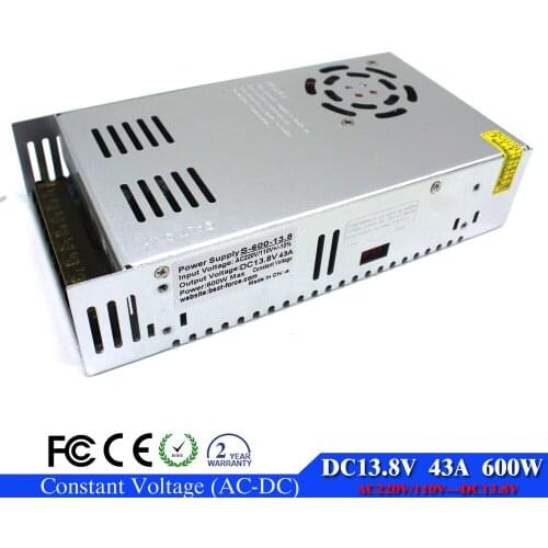 Small Volume Single Output Switching power supply DC13.8V 43A 600W Transformer110V 220V AC to DC smps for LED Strip CNC 3D Print