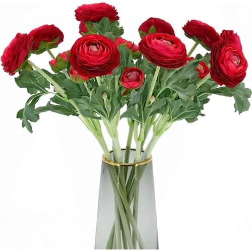 10Pcs Artificial Flowers with Real Press Stem Silk Flowers for Wedding Bouquet Party Home