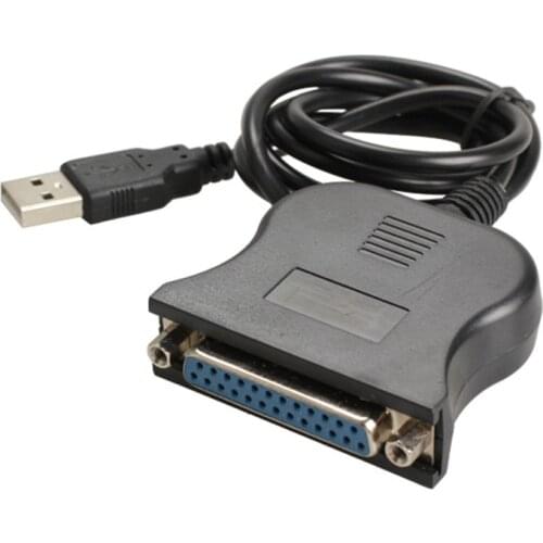 Black 95cm USB 1.1 to DB25 Female Port Print Converter Cable LPT Bi-directional Parallel interface Communication