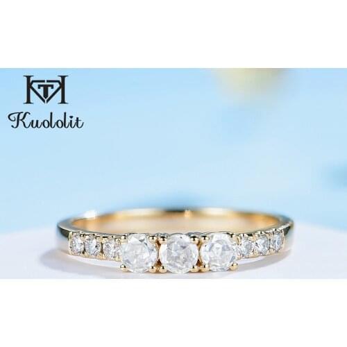 Kuololit 585 14K 10K OEC Cut Moissanite Ring for Women Solitaire Jewelry Matching Wedding Band Engagement Promise Wedding Bridal