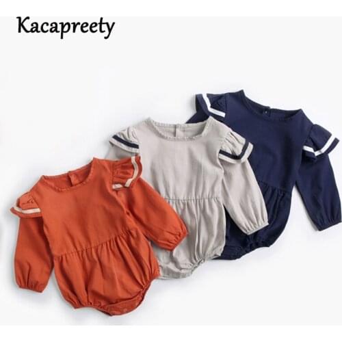 Sailor style baby girls romper cotton long sleeve jumpsuit infant newborn kids overalls children outfits 0-3t