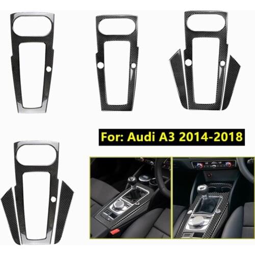Carbon Fiber Car Gear Panel Cover for Audi A3 2014-2018 Central Control Panel Trim Decoration Sticker LHD RHD Car Accessories