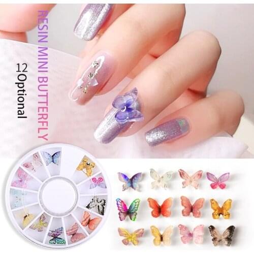 LEAMX 12 New Resin 3D Three-dimensional Butterfly Shape DIY Handmade Nail Art Decorations DIY Nail Decoration Accessories SP108