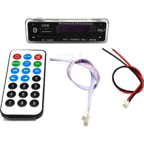 LTRIG custom 1Pcs MP3 WMA WAV Decoder Board 5V 12V Wireless Audio Module Color Screen USB TF FM Radio For Car accessories