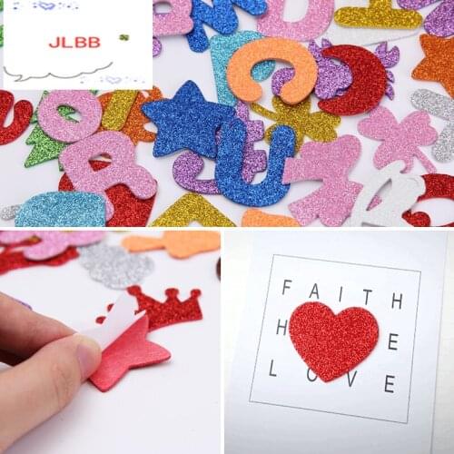 Cartoon Glittering effect diy Stickers for children kids baby home decoration Decals Numbers and letters EVA foam wall sticker