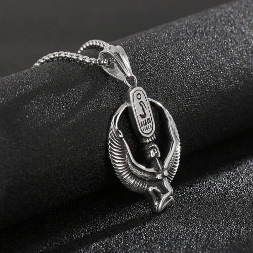 European and American retro personality fashion angel wings patron saint titanium steel mens pendant