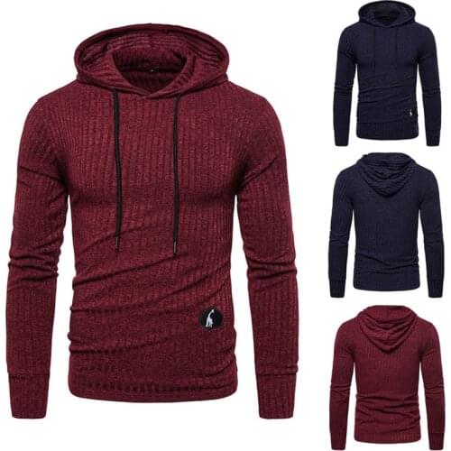 2021 Mens Hooded Pullover Pure Color Spring and Autumn Knitwear Jacket Sweater Pullover Mens Top Mens Clothes