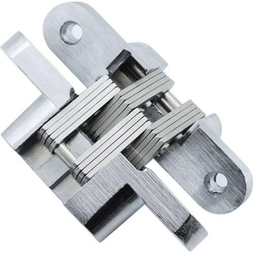 Stainless steel Built-in Concealed Cross Heavy-loading Folding door hinge Hidden double spring door Hinge Furniture hardware 2pc