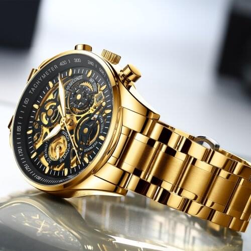 NIBOSI Gold watch men 2020 New Fashion Hollow out wristwatches male Sport Military wristwatch waterproof clock Relogio Masculino