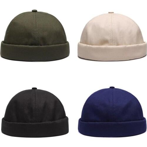 New Spring Brimless Hats Hip Hop Beanie Skullcap Street Knitted Hat Women Men Acrylic Casual Solid Pumpkin Portable Melon Cap