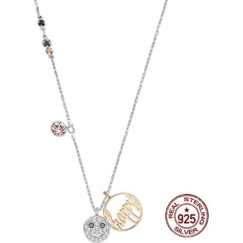 S925 sterling silver necklace new hypoallergenic happy smiley letters fashion personality style simple style jewelry hot