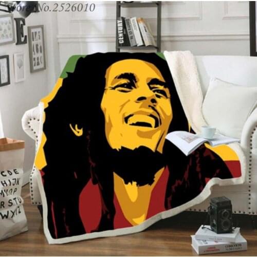 Throw blanket Bob Marley 3D Velvet Plush Blanket Bedspread For Kids Girls Sherpa Blanket Couch Quilt Cover Travel 01