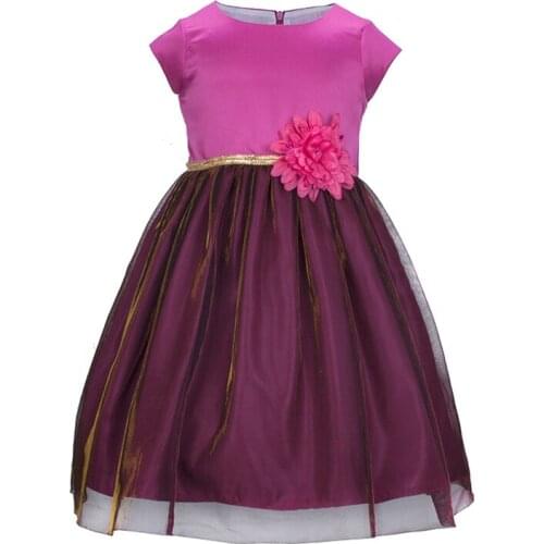 Yatheen Little Girls 4T-10T Party Dress Cotton Lining Sequined Chain With Big 3D Flower Dress Kids Dress For Girls