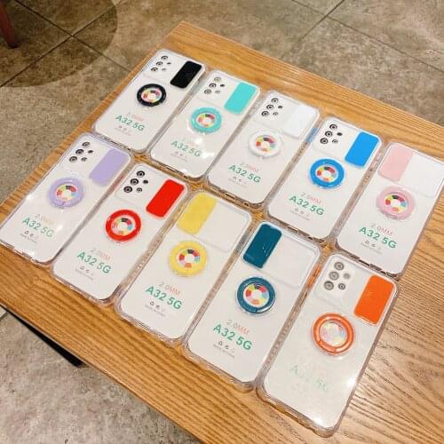 Transparent Armor Ring Holder Stand Bracket Protection Case For Samsung Galaxy A32 A 32 4G 5G A326B A325F Soft Shockproof Cover