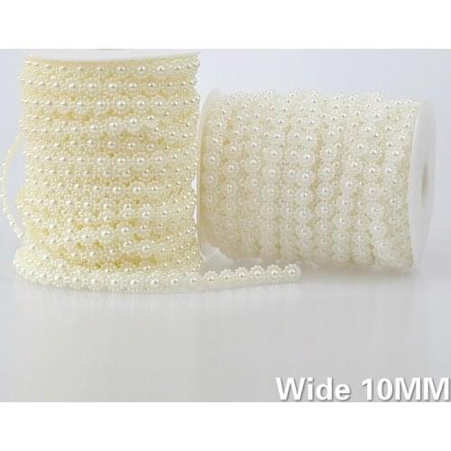 10MM Wide Luxury White Beige Glitter Beads Lace Ribbon Little Sunflower Embroidery Decoration Garments Bags Headwears DIY Crafts