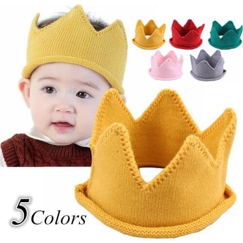 Crown Headbands Hat Baby Autumn Winter Handmade Knit Newborn Girl Boy Hat Turban Infant Toddler Cap For Kid Clothes Accessories