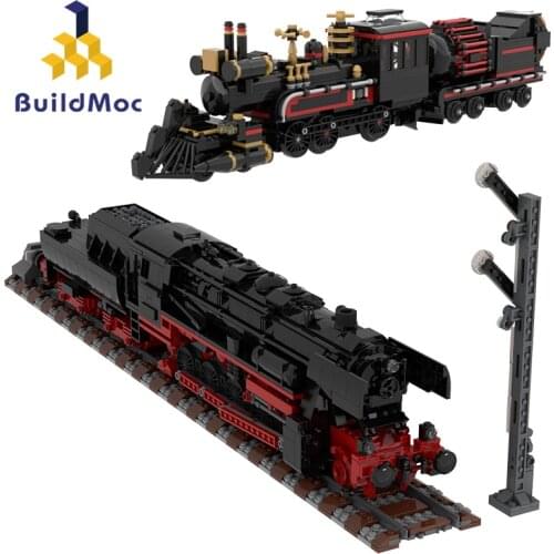 BuildMoc City Train Station Train Track Back to the Futured Technical locomotive Creator Expert Model Building Blocks Bricks Toy